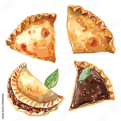Four delicious homemade empanadas with various fillings