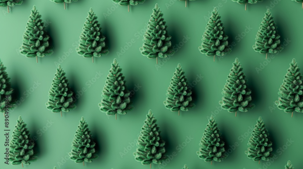 Pattern of green Christmas trees on green background Pattern of green Christmas trees on green background