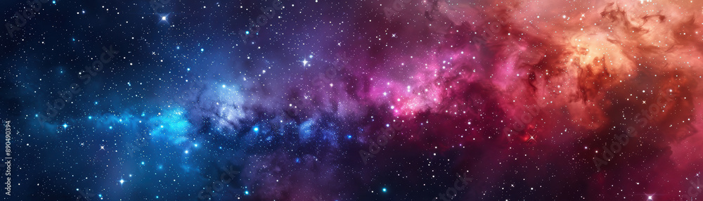 Obraz premium Stunning view of a colorful galaxy in outer space, featuring vibrant stars and nebulae, highlighting the beauty and mystery of the universe.