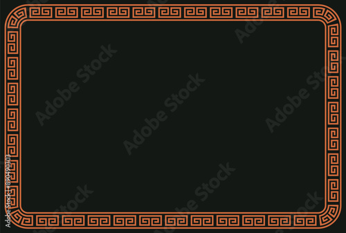 Greek ornament frame, Greek concept, Ancient Greece, Greek design a template for invitations, leaflets and greeting cards. Vector illustration. Black background, Print	