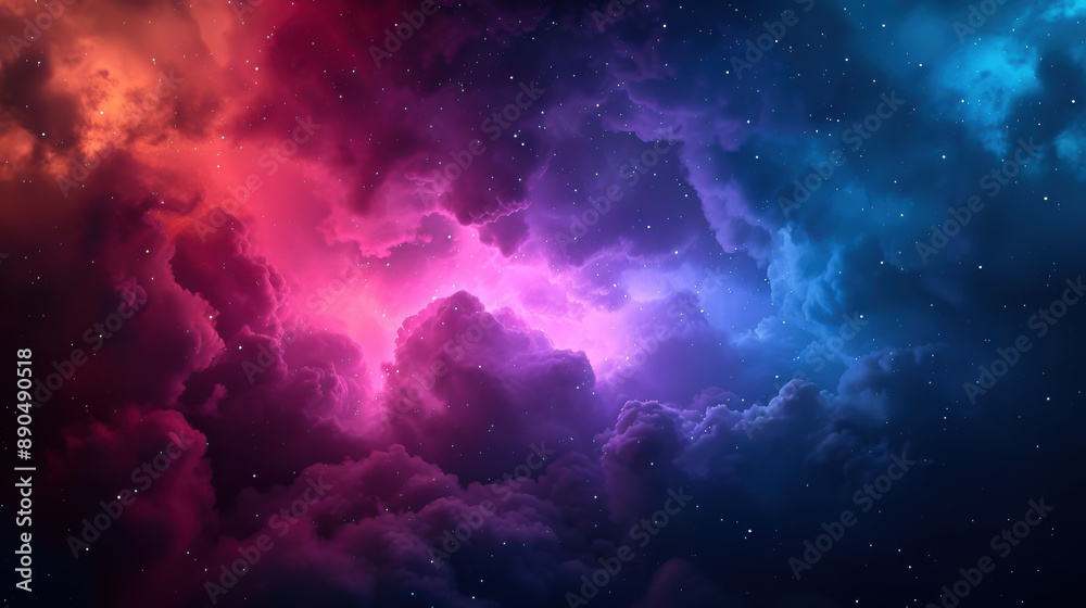 A breathtaking, colorful nebula in deep space with vibrant hues of red, purple, and blue, surrounded by stars and cosmic clouds. A breathtaking, colorful nebula in deep space with vibrant hues of red, purple, and blue, surrounded by stars and cosmic clouds.