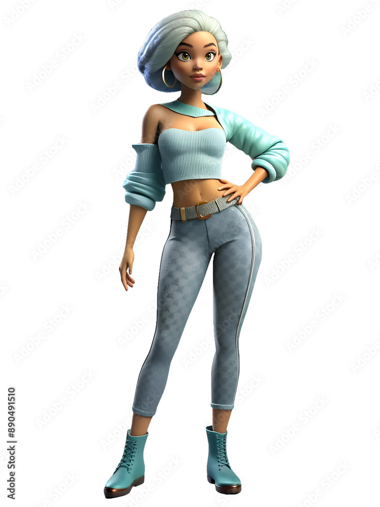 Stylish 3d render fashionista of black woman posing Stylish 3d render fashionista of black woman posing