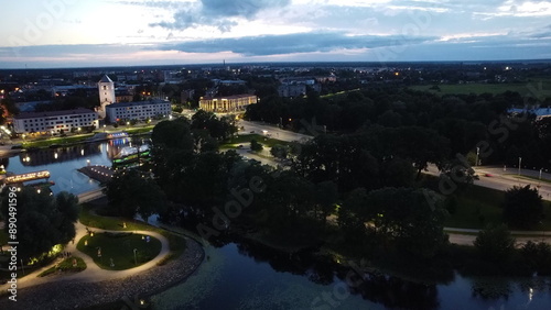Drone view shoots, city, forest, landmarks