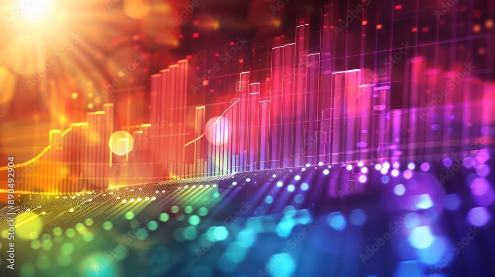 Global financial graph with upward trends and vibrant colors, representing economic growth and market success Global financial graph with upward trends and vibrant colors, representing economic growth and market success