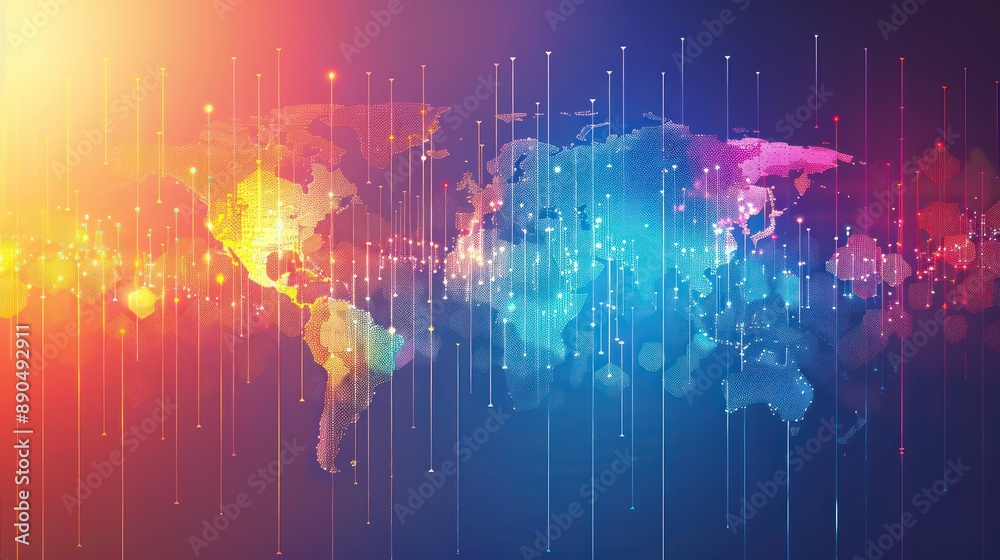 Global financial graph with upward trends and vibrant colors, representing economic growth and market success Global financial graph with upward trends and vibrant colors, representing economic growth and market success