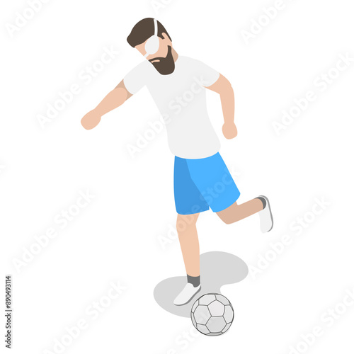 3D Isometric Flat Vector Set of Paralympians, Sportsmen with Disabilities. Item 1