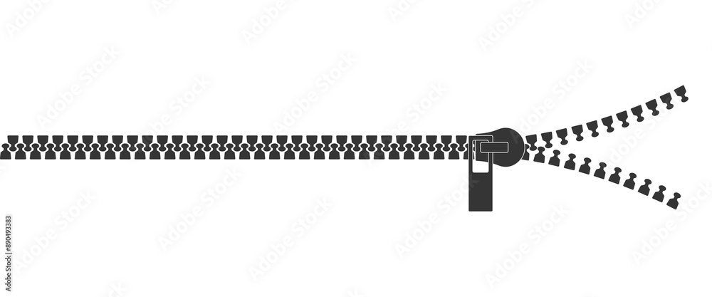 Zipper siluet. Zipper lock or unlock. Fastener. Closing clasp. Vector illustration Zipper siluet. Zipper lock or unlock. Fastener. Closing clasp. Vector illustration