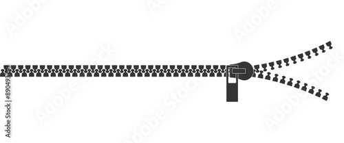 Zipper siluet. Zipper lock or unlock. Fastener. Closing clasp. Vector illustration