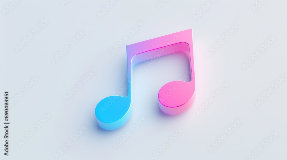 Stylized musical note with a gradient color scheme transitioning from blue to pink Stylized musical note with a gradient color scheme transitioning from blue to pink