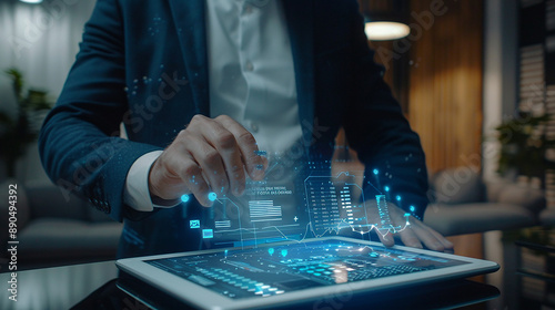 Businessman Analyzing Financial Balance Sheet Data