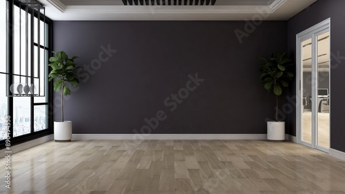 blank wall for logo mockup with office environment