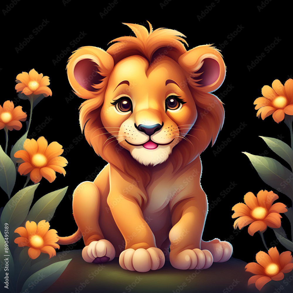 lion cub with flower lion cub with flower