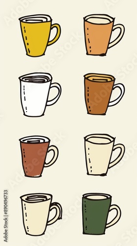 Wallpaper Mural simple illustration of coffee mugs, which are symbols of art Dynamic on a clean white background. Torontodigital.ca