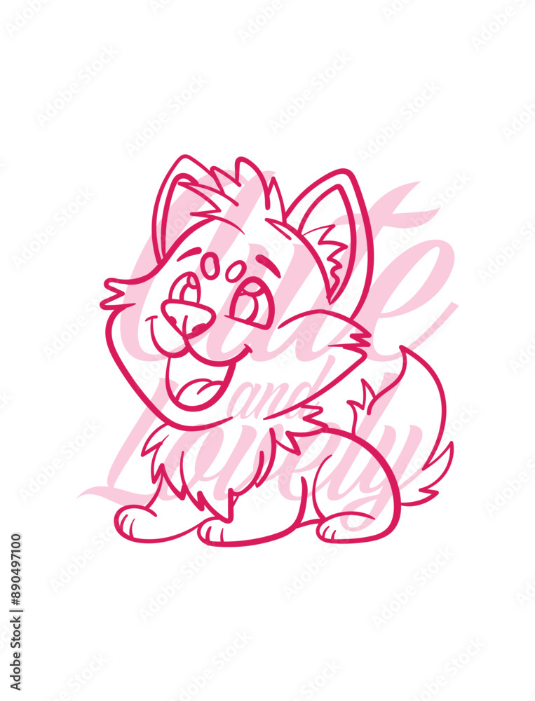 hand drawn dog illustration with text cute and lovely for t-shirt design hand drawn dog illustration with text cute and lovely for t-shirt design
