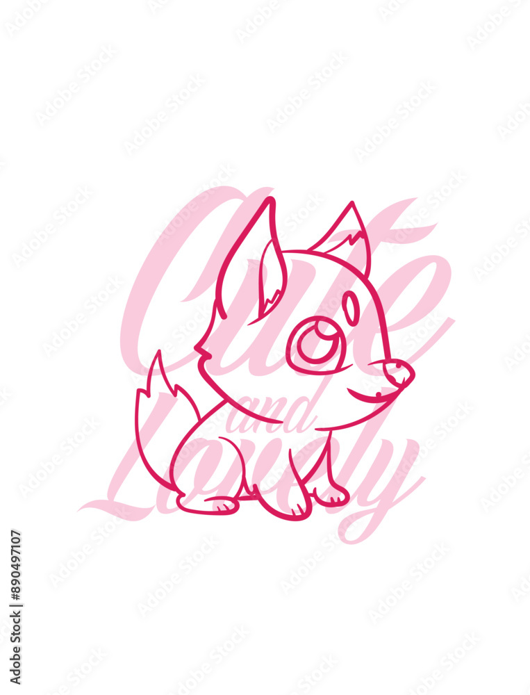 hand drawn dog illustration with text cute and lovely for t-shirt design hand drawn dog illustration with text cute and lovely for t-shirt design