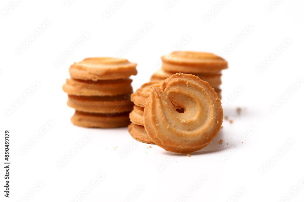 A stack of butter cookies. Isolated on white background. Perfect for commercial usages. A stack of butter cookies. Isolated on white background. Perfect for commercial usages.