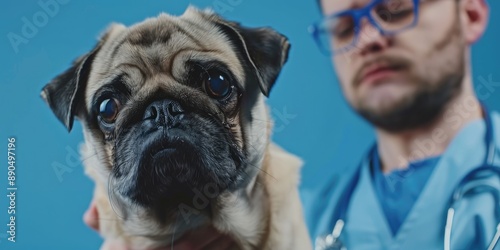 A person cradling a small pug dog, a popular breed of companion animal