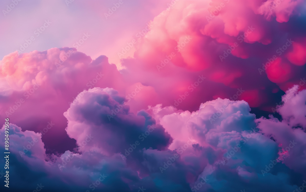 Vibrant pink and purple clouds fill the sky at sunset, creating a dreamy, ethereal atmosphere. Perfect for backgrounds, nature themes, and creative projects.