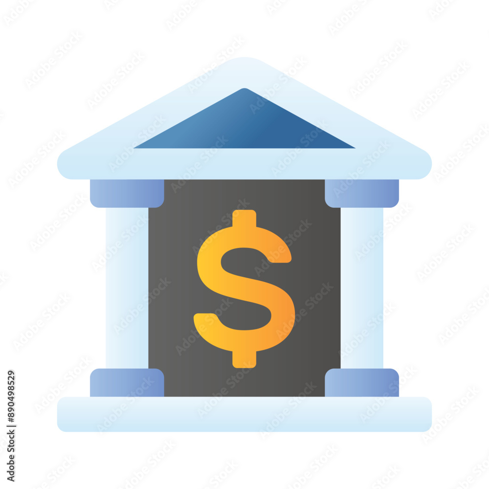 A premium quality bank icon represents financial institutions or banking services, money management, transactions, and accounts