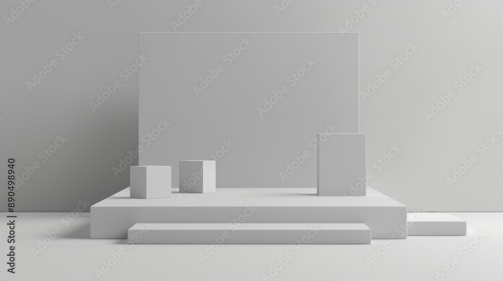 White Geometric Platform with Minimalist Design White Geometric Platform with Minimalist Design
