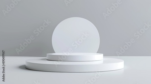 White Circular Platform with Grey Background