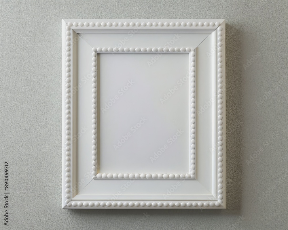 Elegant white photo frame with simple nailhead trim, placed on a clean wall, surrounded by minimal decor, and a hint of natural light. Elegant white photo frame with simple nailhead trim, placed on a clean wall, surrounded by minimal decor, and a hint of natural light.