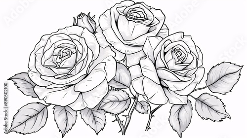 Wallpaper Mural Line art Rose Flowers Coloring Page Torontodigital.ca