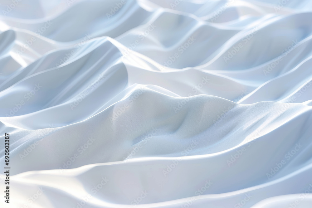 Serene waves of white fabric, gently cascading in a soft, surreal pattern. Perfect for backgrounds, textures, or abstract designs that emphasize tranquility.