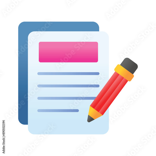 Content writing icon, a pencil with notepad, symbolizes creating engaging and informative digital content