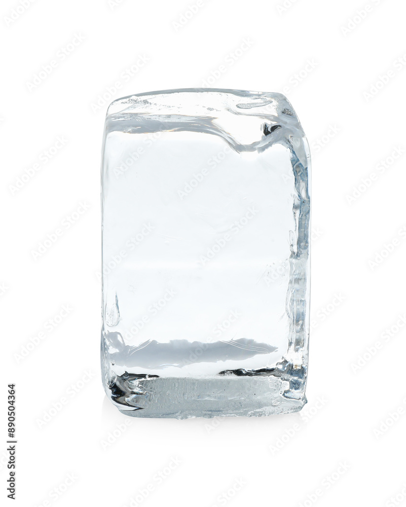One block of clear ice isolated on white One block of clear ice isolated on white