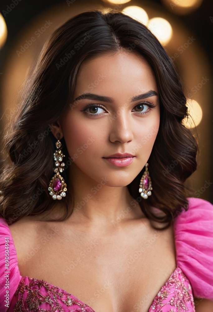 beautiful young woman in a floral pink dress, perfect for fashion beautiful young woman in a floral pink dress, perfect for fashion
