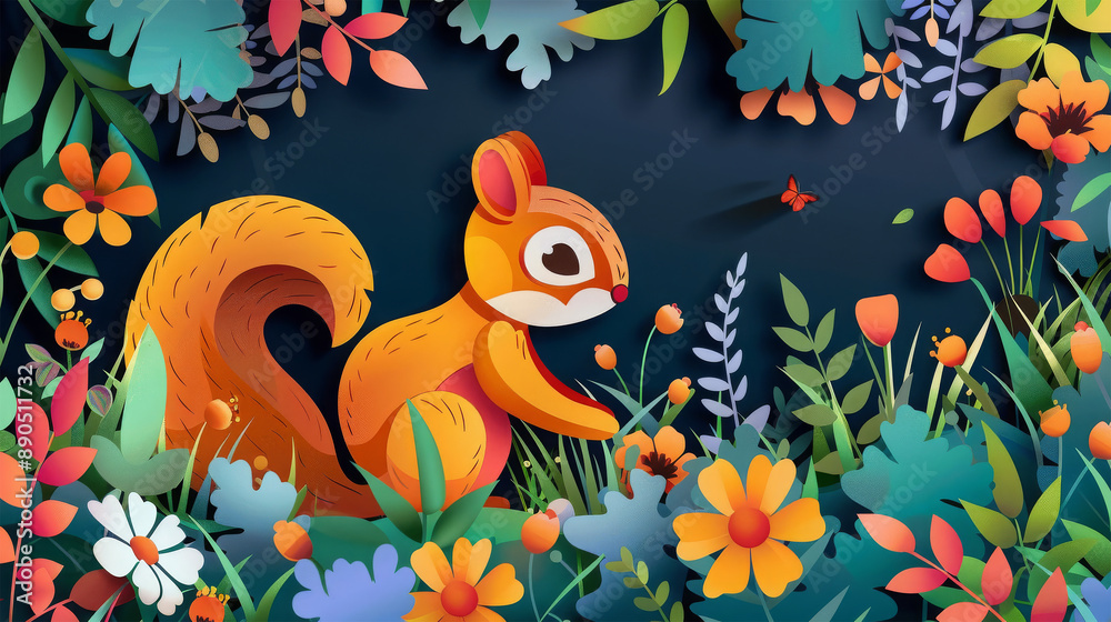decoration paper craft animal on background
