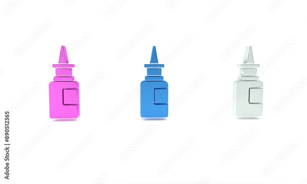 Fototapeta premium Colorful Bottle nasal spray icon isolated on white background. Minimalism concept. 3D render illustration