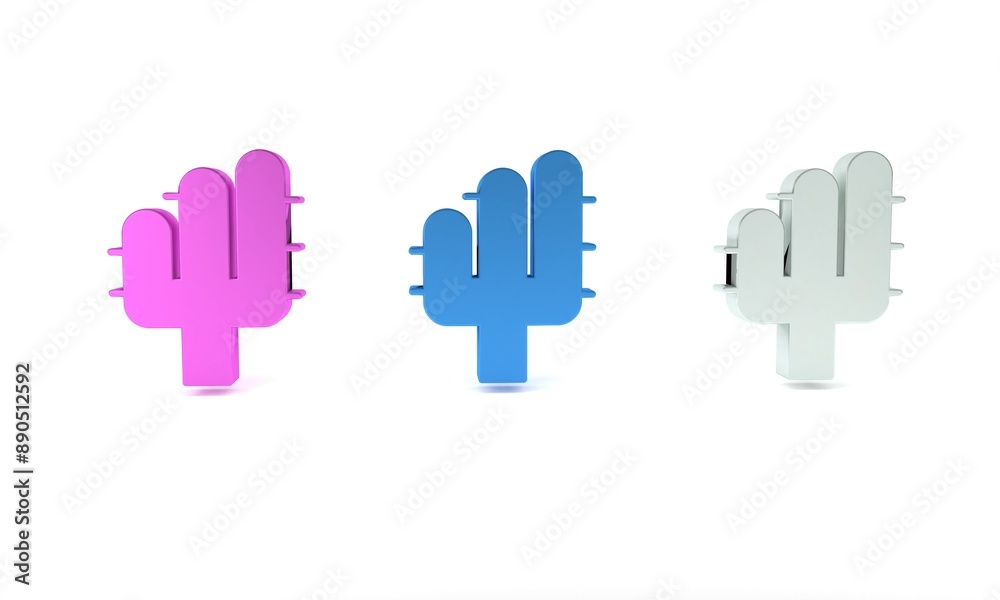 Colorful Cactus icon isolated on white background. Minimalism concept. 3D render illustration
