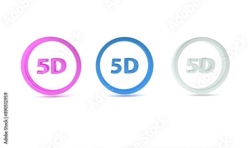 Colorful 5d virtual reality icon isolated on white background. Large three-dimensional logo. Minimalism concept. 3D render illustration