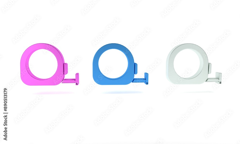 Colorful Roulette construction icon isolated on white background. Tape measure symbol. Minimalism concept. 3D render illustration Colorful Roulette construction icon isolated on white background. Tape measure symbol. Minimalism concept. 3D render illustration