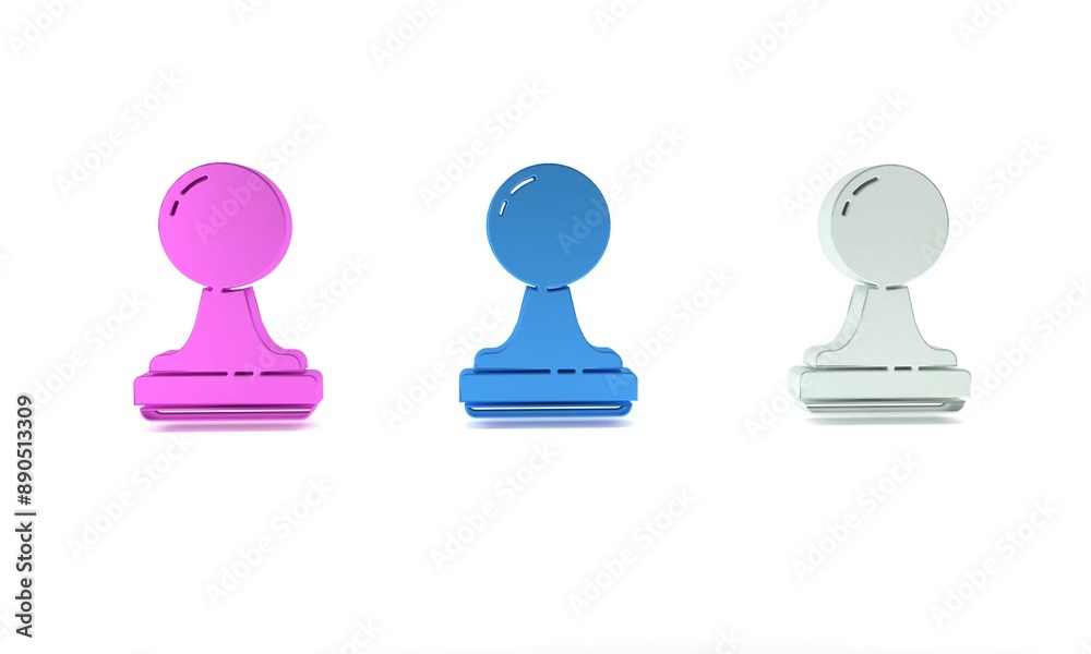Colorful Stamp icon isolated on white background. Minimalism concept. 3D render illustration Colorful Stamp icon isolated on white background. Minimalism concept. 3D render illustration