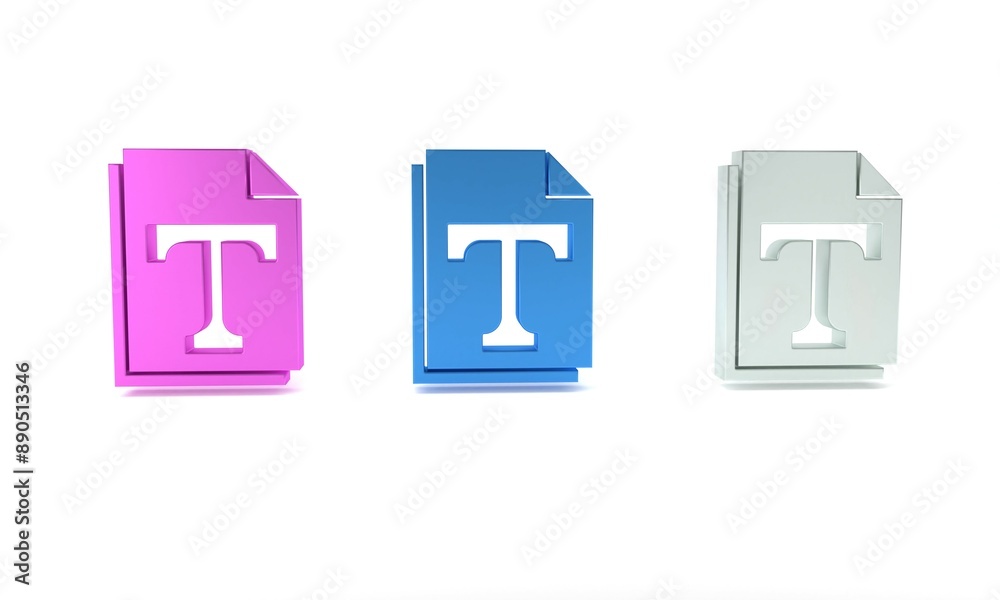 Colorful Text file document icon isolated on white background. Minimalism concept. 3D render illustration Colorful Text file document icon isolated on white background. Minimalism concept. 3D render illustration