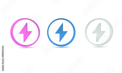 Free Download Colorful Lightning bolt icon isolated on white background. Flash sign. Charge flash icon. Thunder bolt. Lighting strike. Minimalism concept. 3D render illustration - GFXLoad