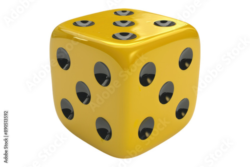 Yellow 8 sided dice isolated on transparent background photo