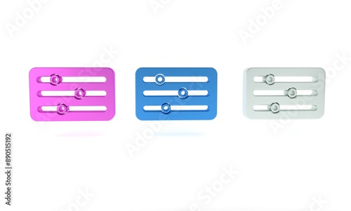 Free Download Colorful Sound mixer controller icon isolated on white background. Dj equipment slider buttons. Mixing console. Minimalism concept. 3D render illustration - GFXLoad