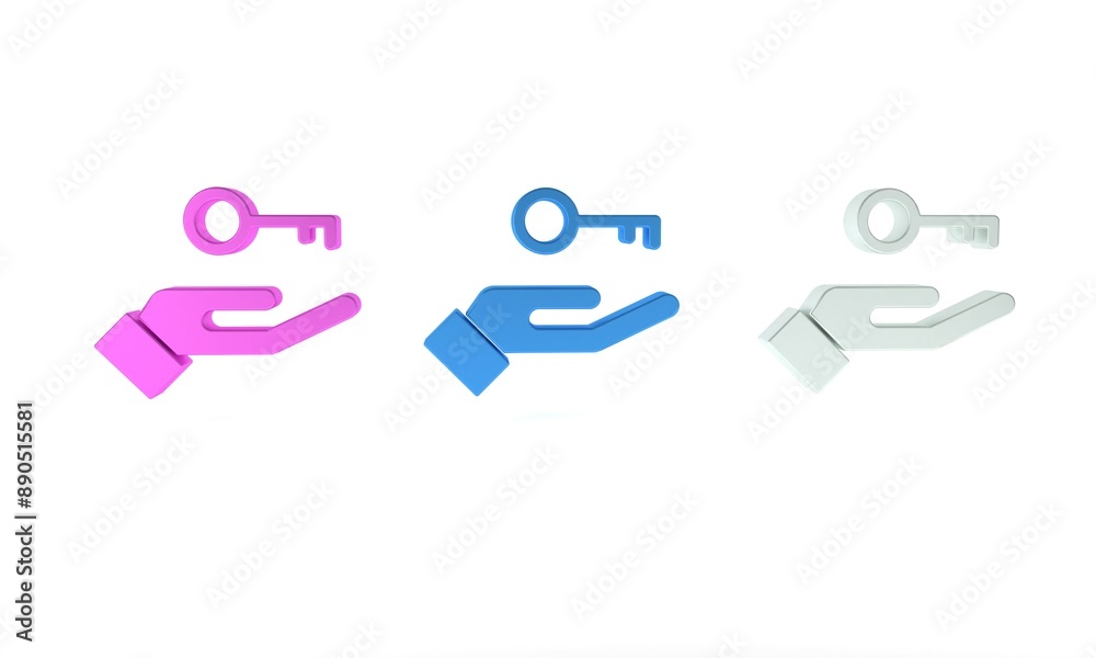 Colorful Solution to the problem in psychology icon isolated on white background. Key. Therapy for mental health. Minimalism concept. 3D render illustration Colorful Solution to the problem in psychology icon isolated on white background. Key. Therapy for mental health. Minimalism concept. 3D render illustration