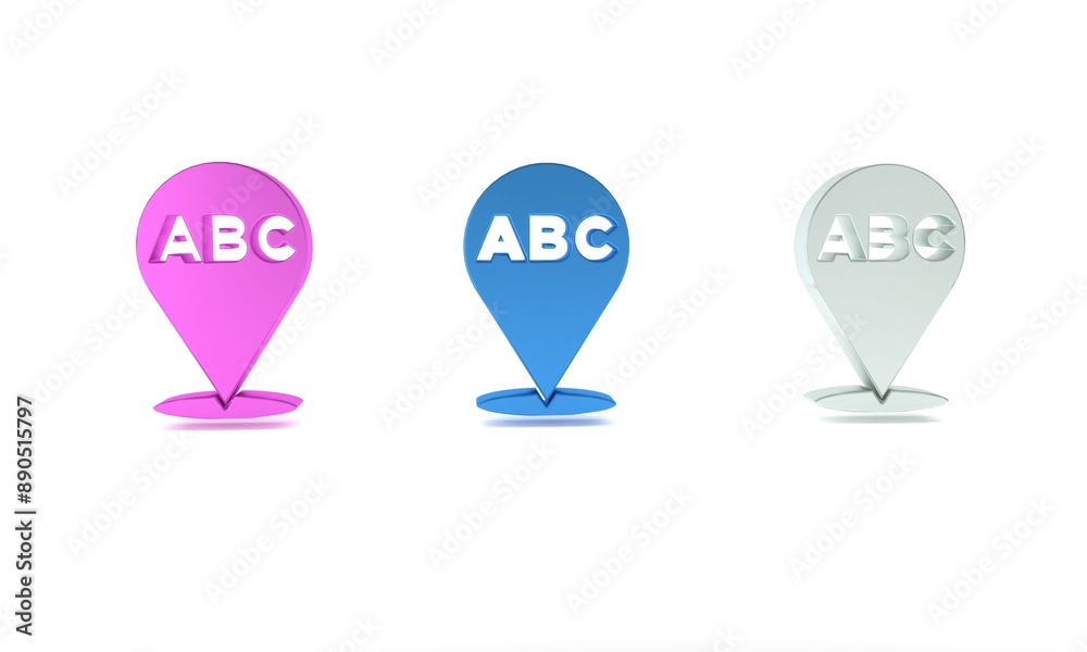 Colorful Alphabet icon isolated on white background. Minimalism concept. 3D render illustration Colorful Alphabet icon isolated on white background. Minimalism concept. 3D render illustration