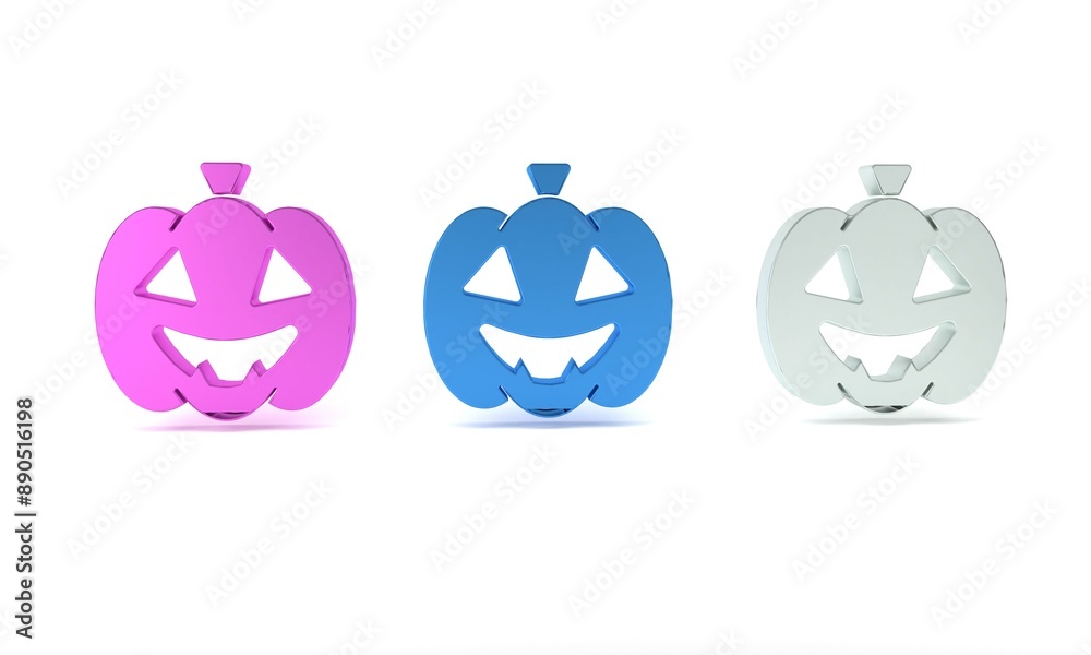 Colorful Pumpkin icon isolated on white background. Happy Halloween party. Minimalism concept. 3D render illustration Colorful Pumpkin icon isolated on white background. Happy Halloween party. Minimalism concept. 3D render illustration