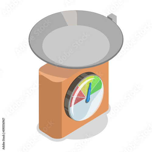 3D Isometric Flat Vector Set of Scales Types, Equipment for Weight Measuring. Item 5