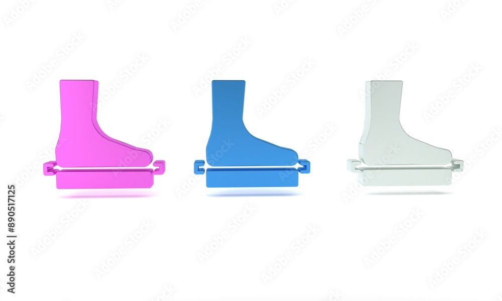 Colorful Flat foot icon isolated on white background. Minimalism concept. 3D render illustration Colorful Flat foot icon isolated on white background. Minimalism concept. 3D render illustration
