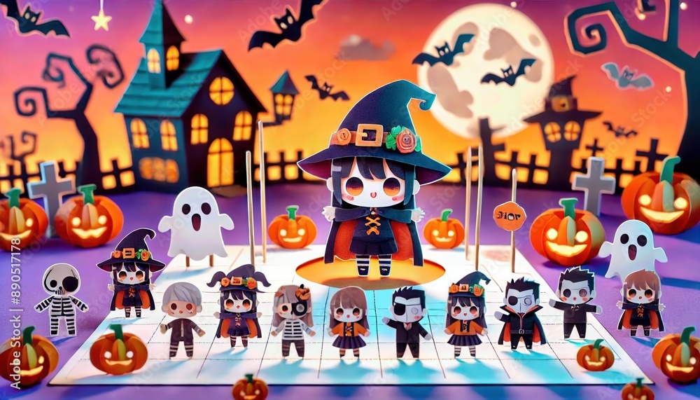 Paper cutout Halloween scene Paper cutout Halloween scene