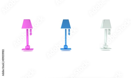 Colorful Floor lamp icon isolated on white background. Minimalism concept. 3D render illustration