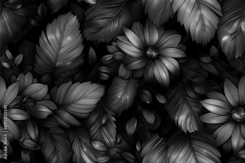 Beautiful flowers design. Black and white photo for magazine cover