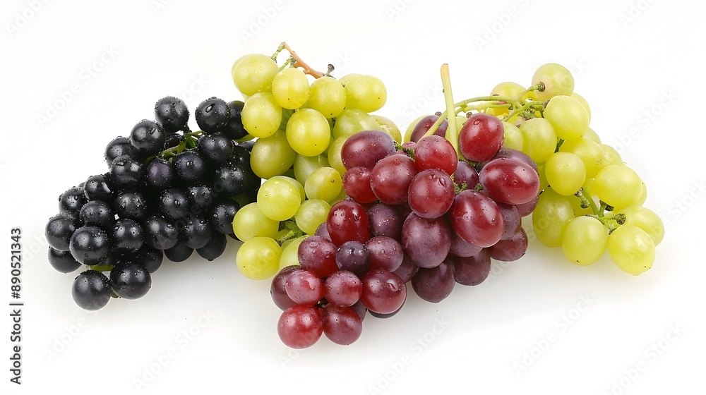 Fresh and Juicy Assorted Grapes on a White Background Fresh and Juicy Assorted Grapes on a White Background
